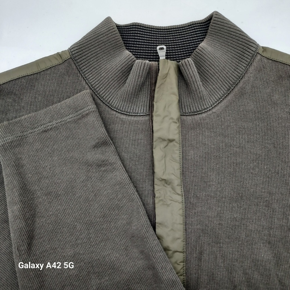 Hugo Boss Mens XL Regular Fit Quarter Zip Pullover Olive Green Persano Sweater